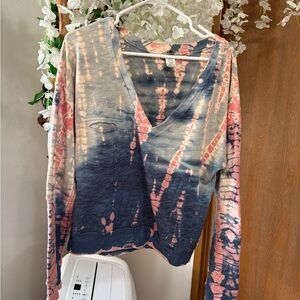 Hard Tail Tie-Dye V-Neck Sweatshirt - Blue and Pink